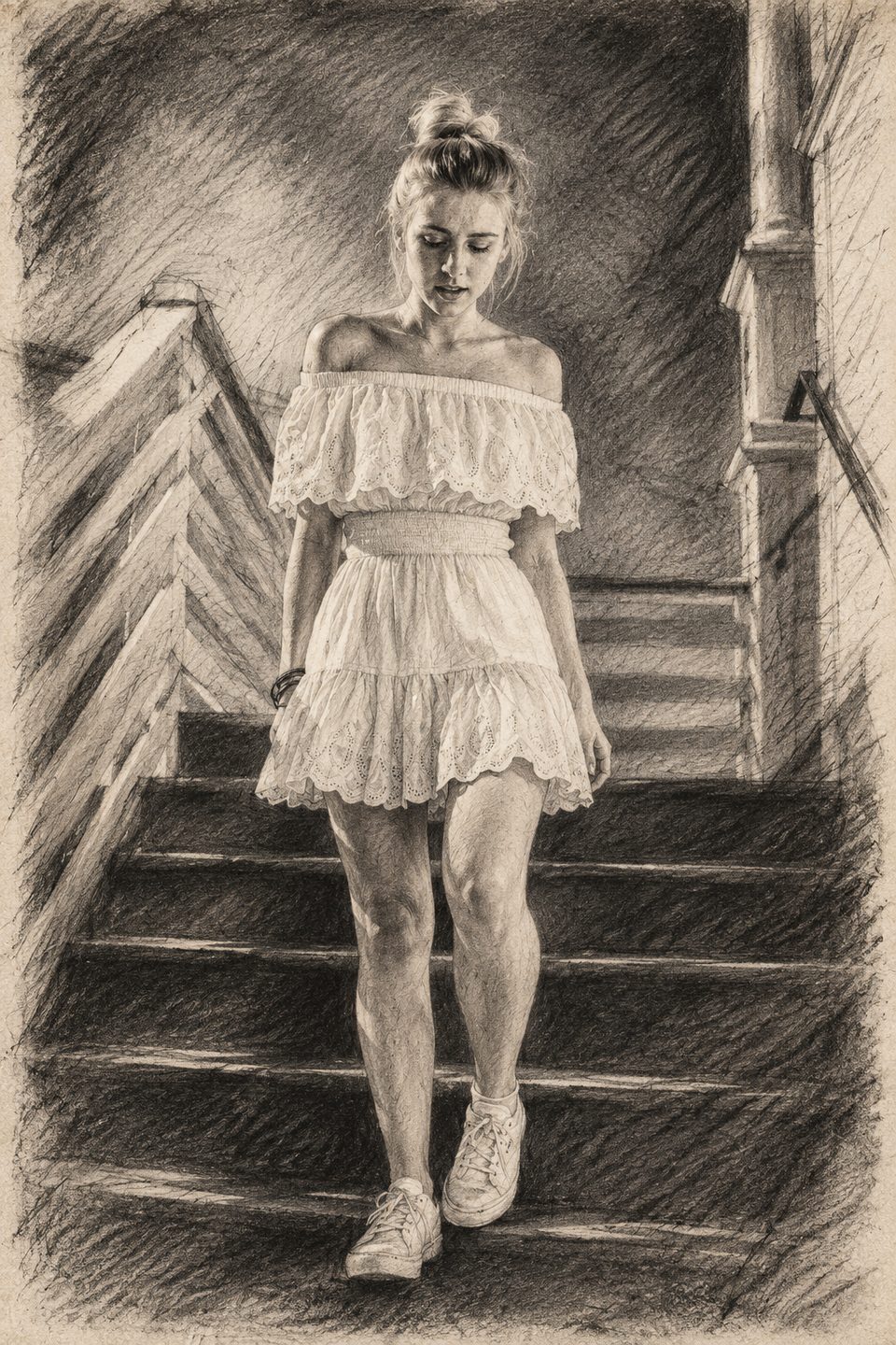 Vintage Charcoal Sketch style example